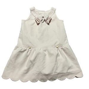 Janie and Jack Baby Pink Dress Bow Collar Detail Size 4 Scallop Hem Preppy